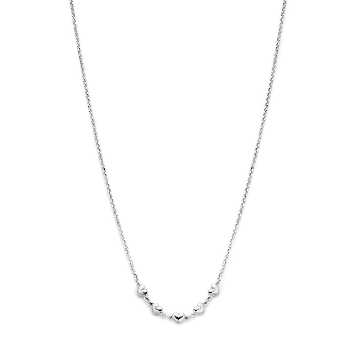 Collana gerhodinata da donna con cuori, lunghezza 41-45 cm.
