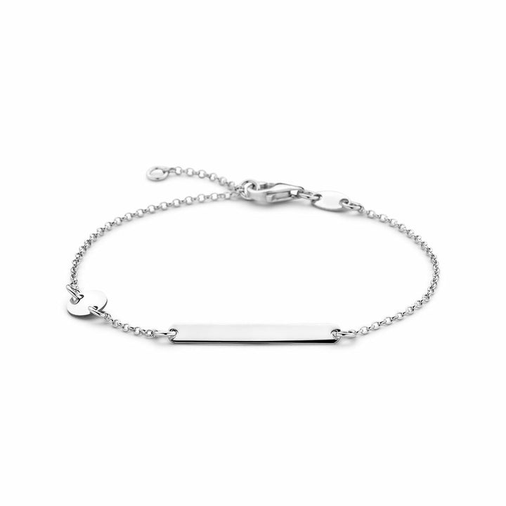 Gerhodineerd zilveren kinder graveerarmband met cirkel