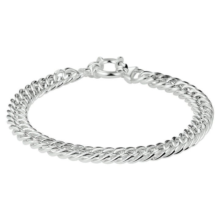 Zilveren dames armband – gourmet armband met grote veerring