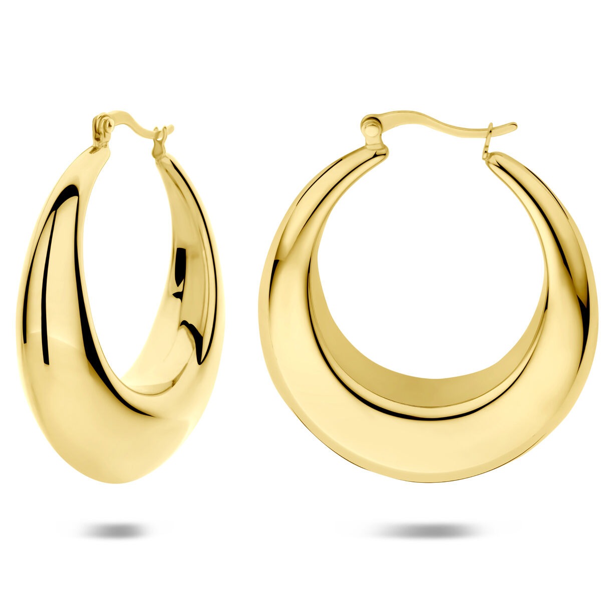Orecchini a cerchio in acciaio color oro con ion plating 46x12mm