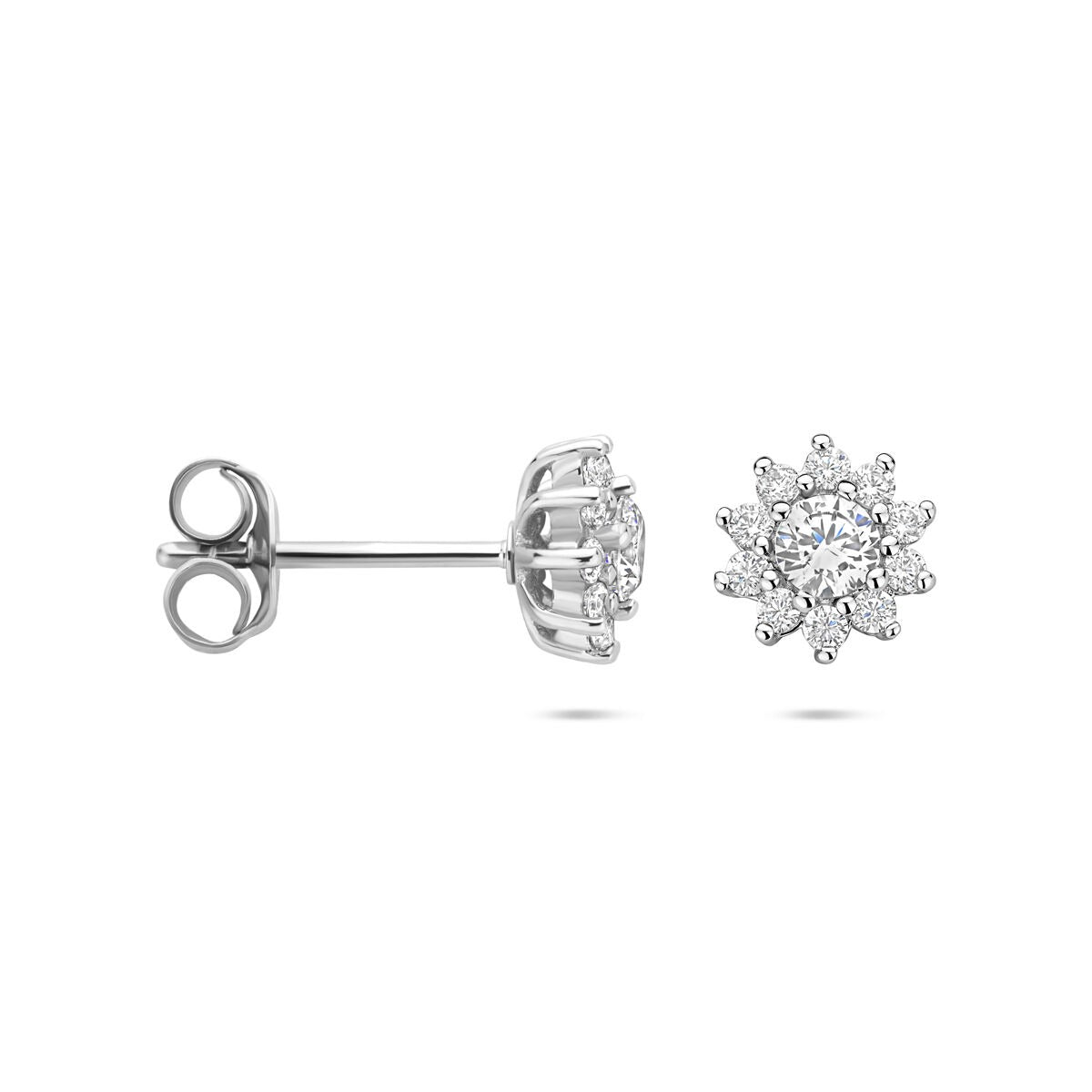Orecchini a perno in argento 925 rodiato con zircone – zircone brillante da 8mm per donna