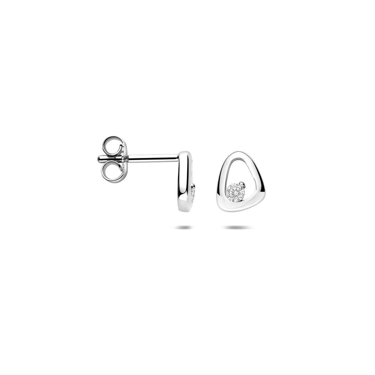 Orecchini a bottone in argento con zirconia 925 rodiato – 7,5 mm