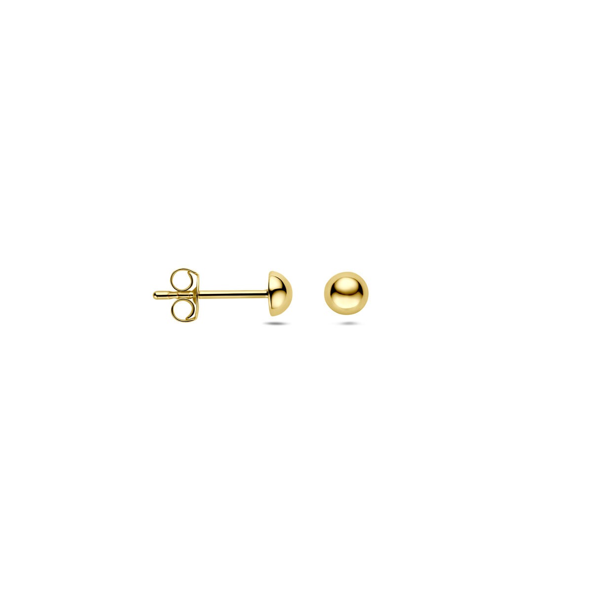 Orecchini a bottone sferici da donna in oro giallo 14k