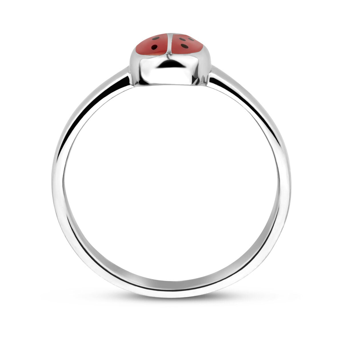 Anello da bambino in argento rodiato con coccinella