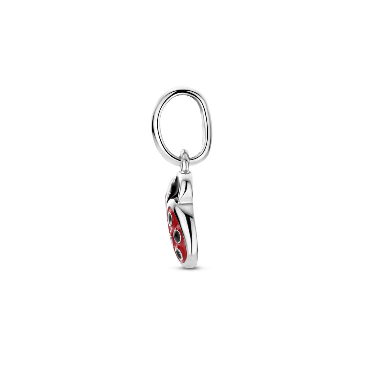 Ciondolo per bambini in argento coccinella con smalto rosso e nero