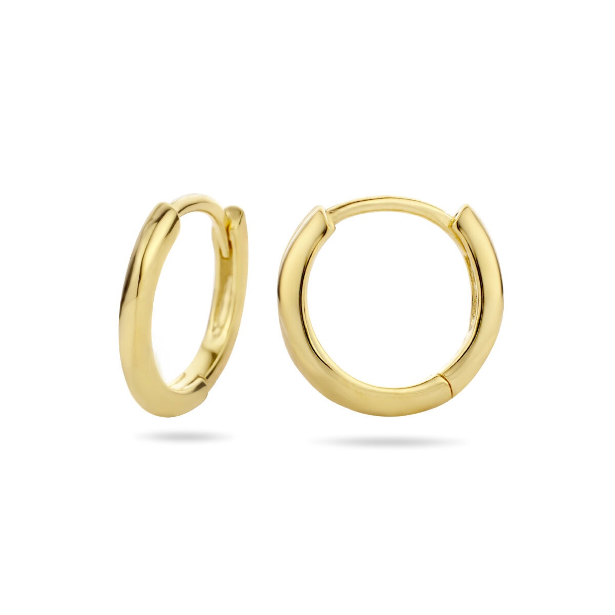 Orecchini a cerchio con cerniera placcati in argento da donna – oro giallo su argento 925, semicircolari 12,5 mm