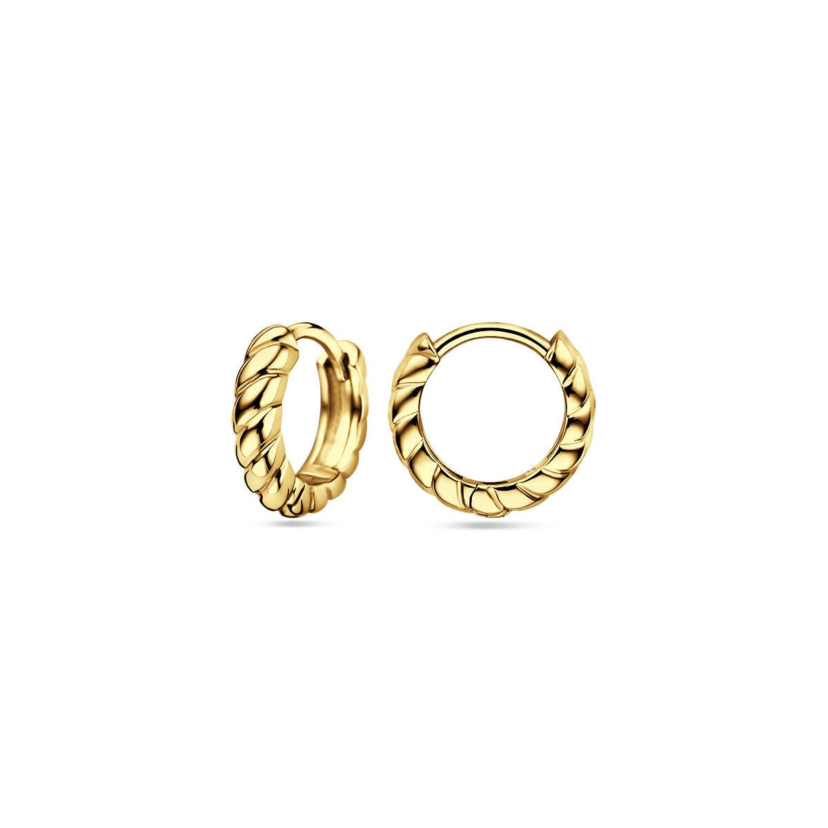 Orecchini a cerchio in argento placcato oro con finitura lucida – lucentezza color oro