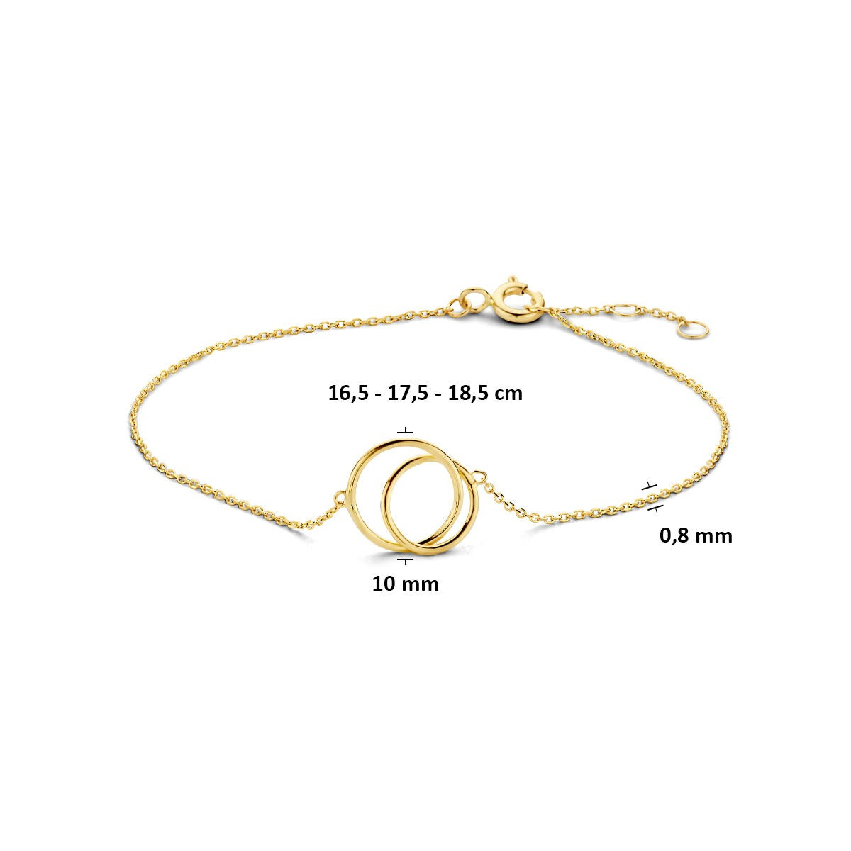 Bracciale da donna color oro giallo 9k – lunghezza regolabile