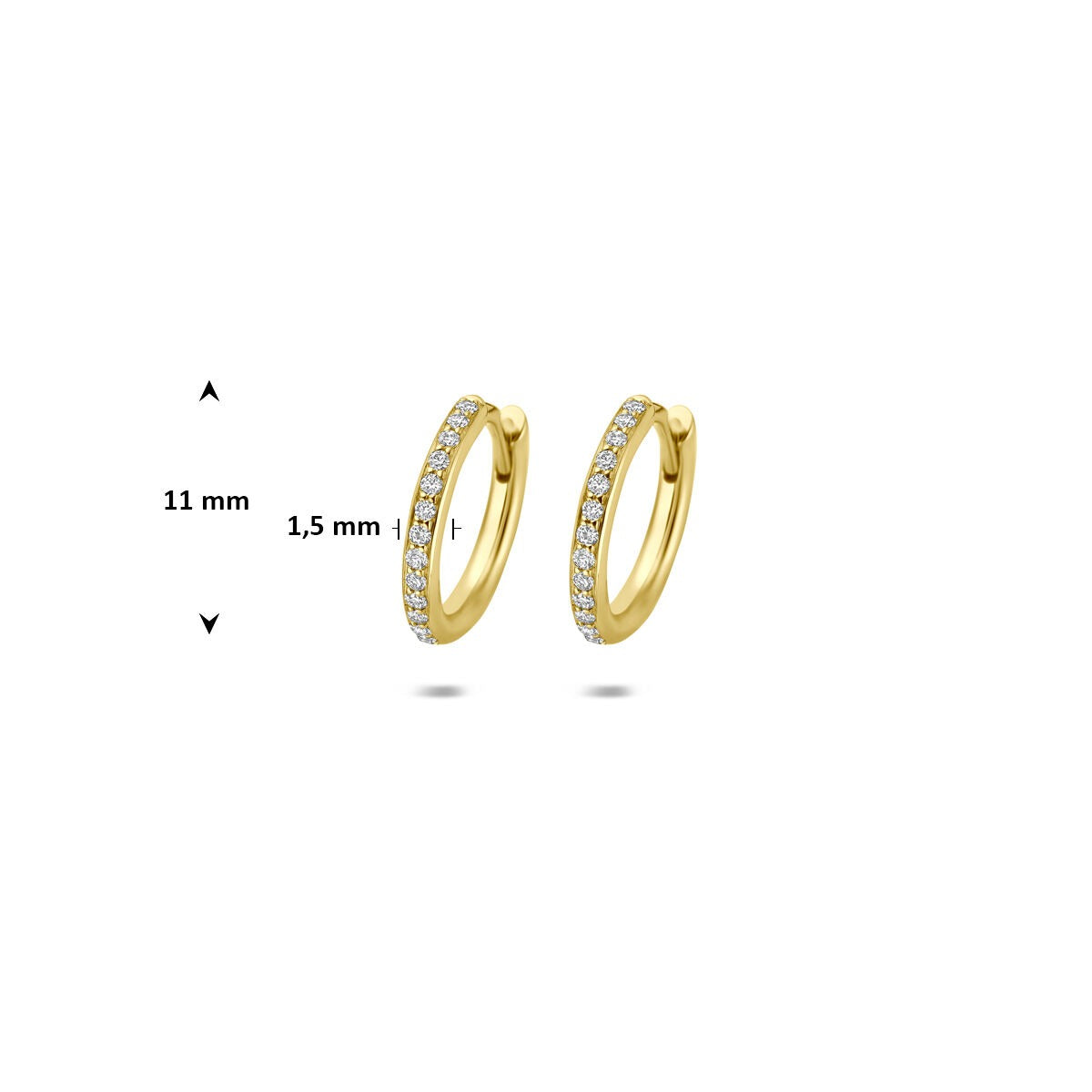 Orecchini a cerchio in oro giallo 14k con diamante
