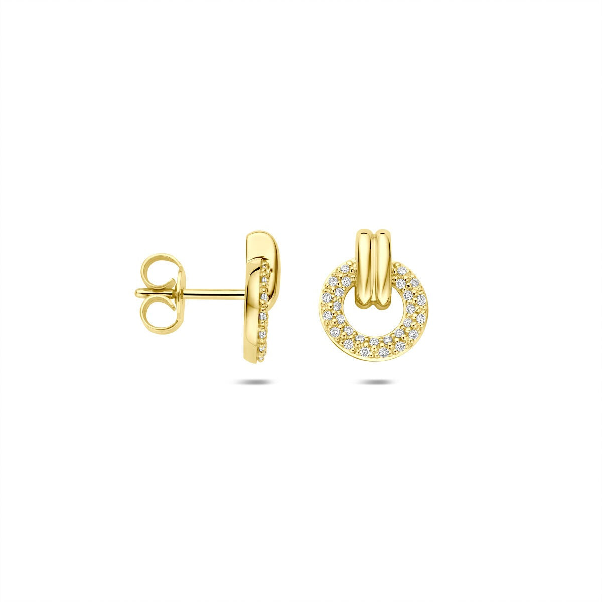 Orecchini a bottone in oro 14k con diamante taglio brillante