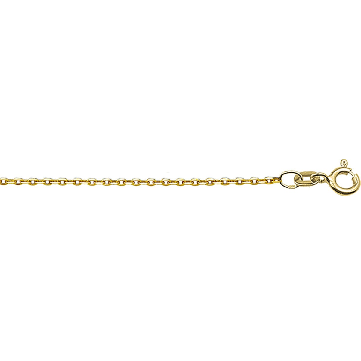 18k geelgouden ketting met platte anker schakels en een karabijnsluiting.