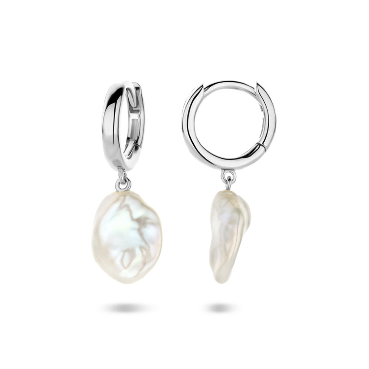 Orecchini a clip in argento con perla barocca – argento 925 rodiato, 24 mm