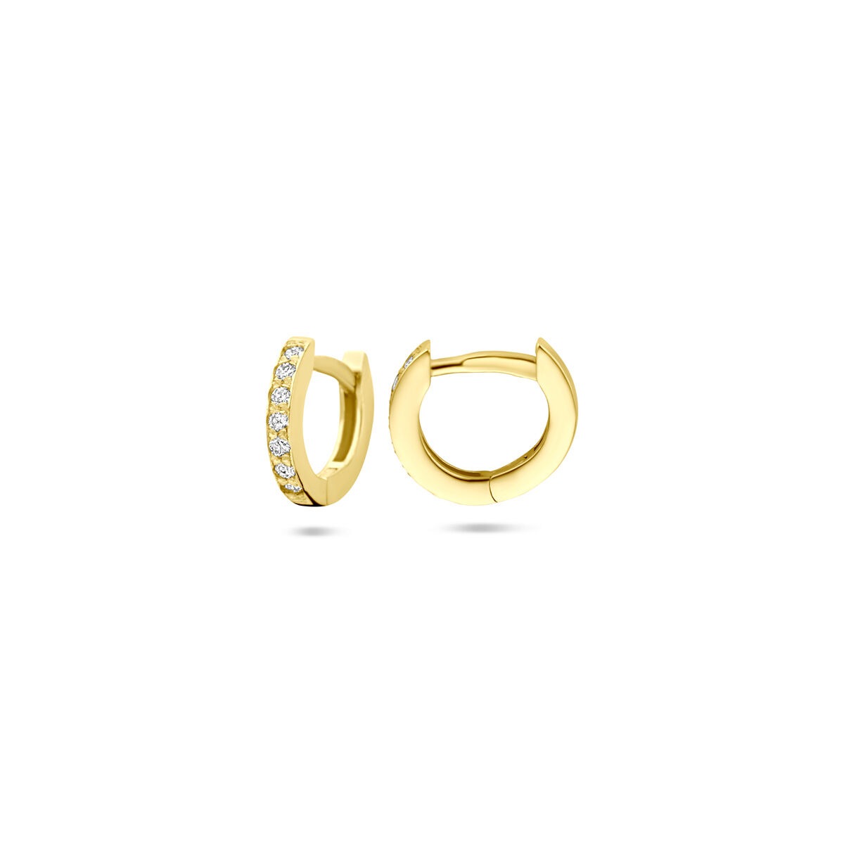 Orecchini a cerchio in oro 14k con diamante – 10 mm