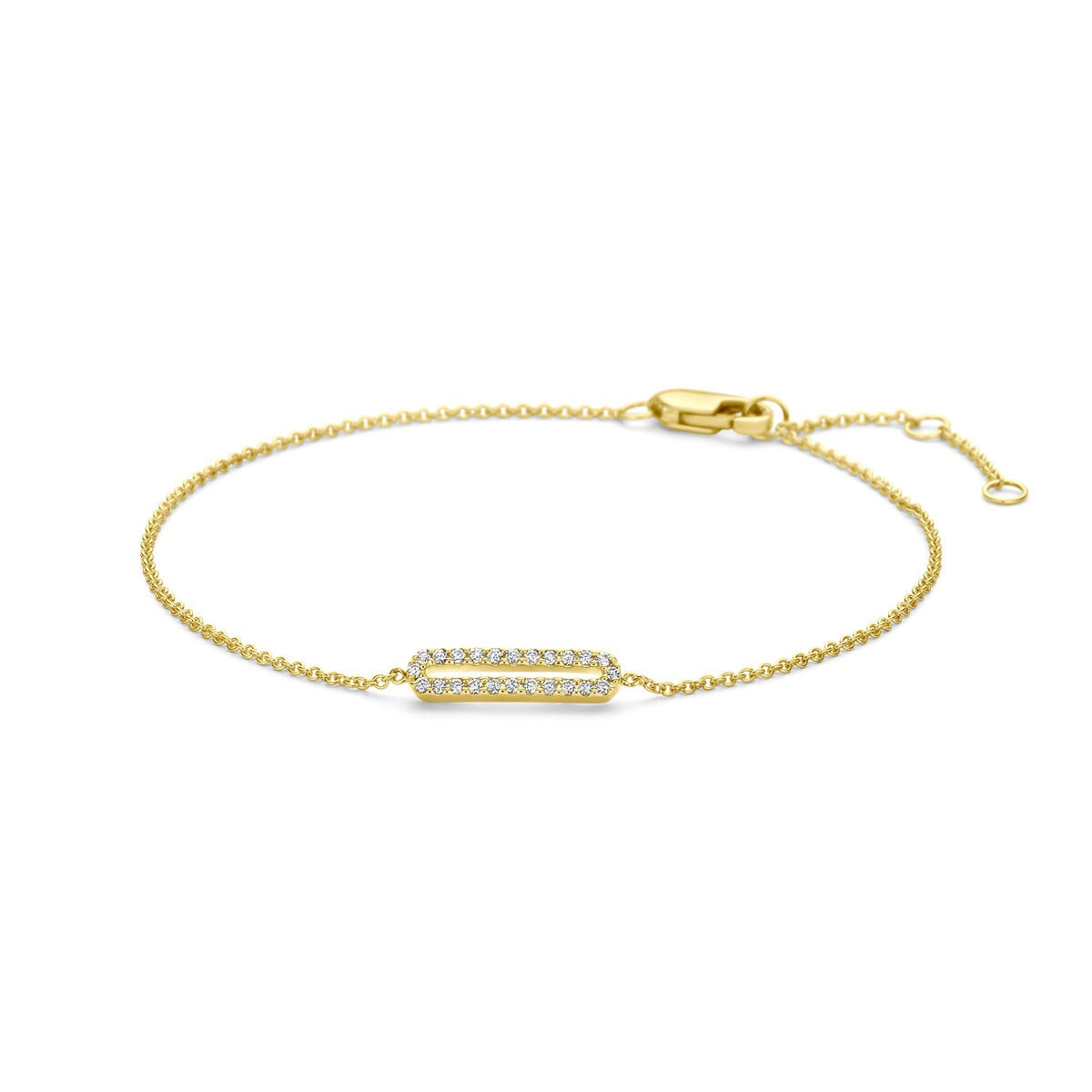 Bracciale in oro giallo da donna con diamanti, realizzato in oro 14k, con un design elegante e sottile.
