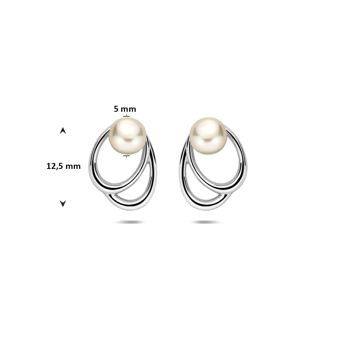 Orecchini a bottone in argento con perla bianca – argento 925 rodiato 12,5 mm