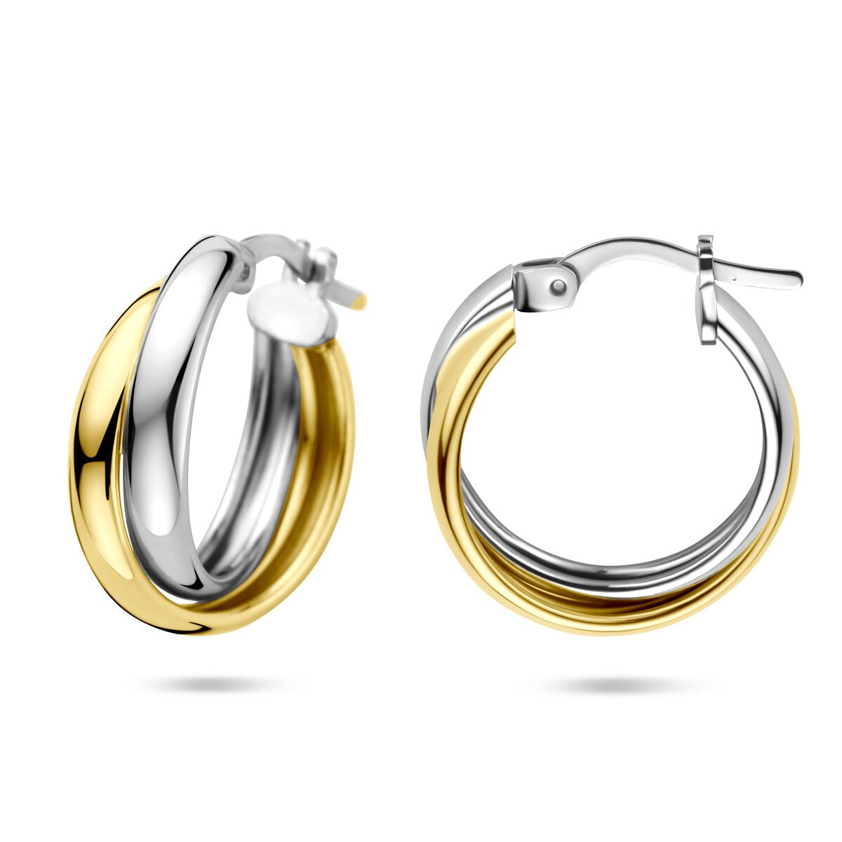 Cerchi bicolore in argento – dorato e rodiato 925, 19.5x6.5 mm