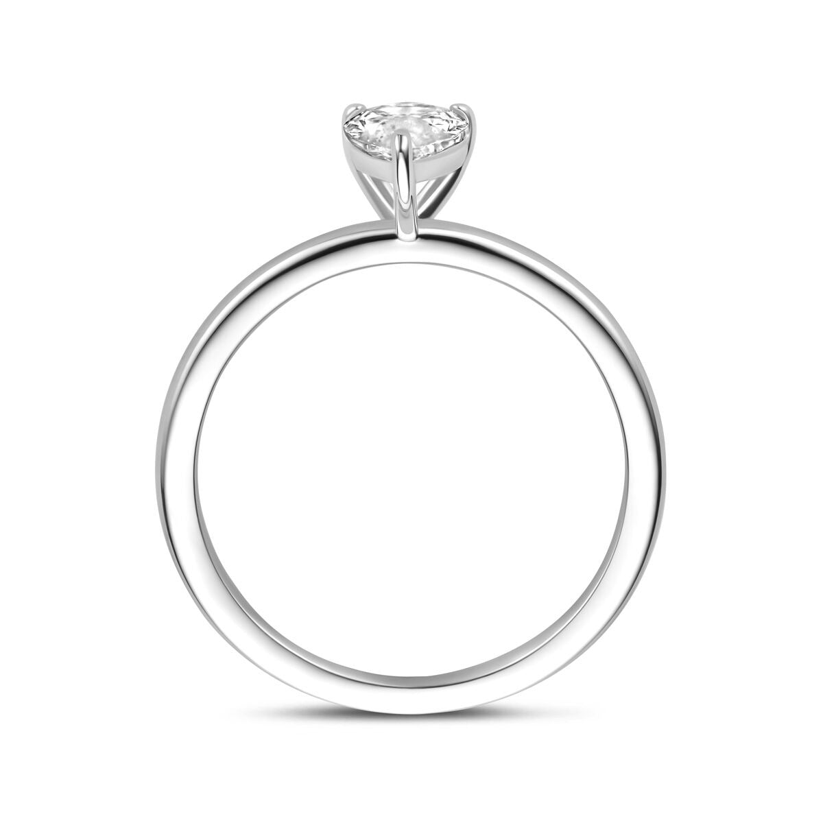Anello solitario in argento con zircone taglio a pera