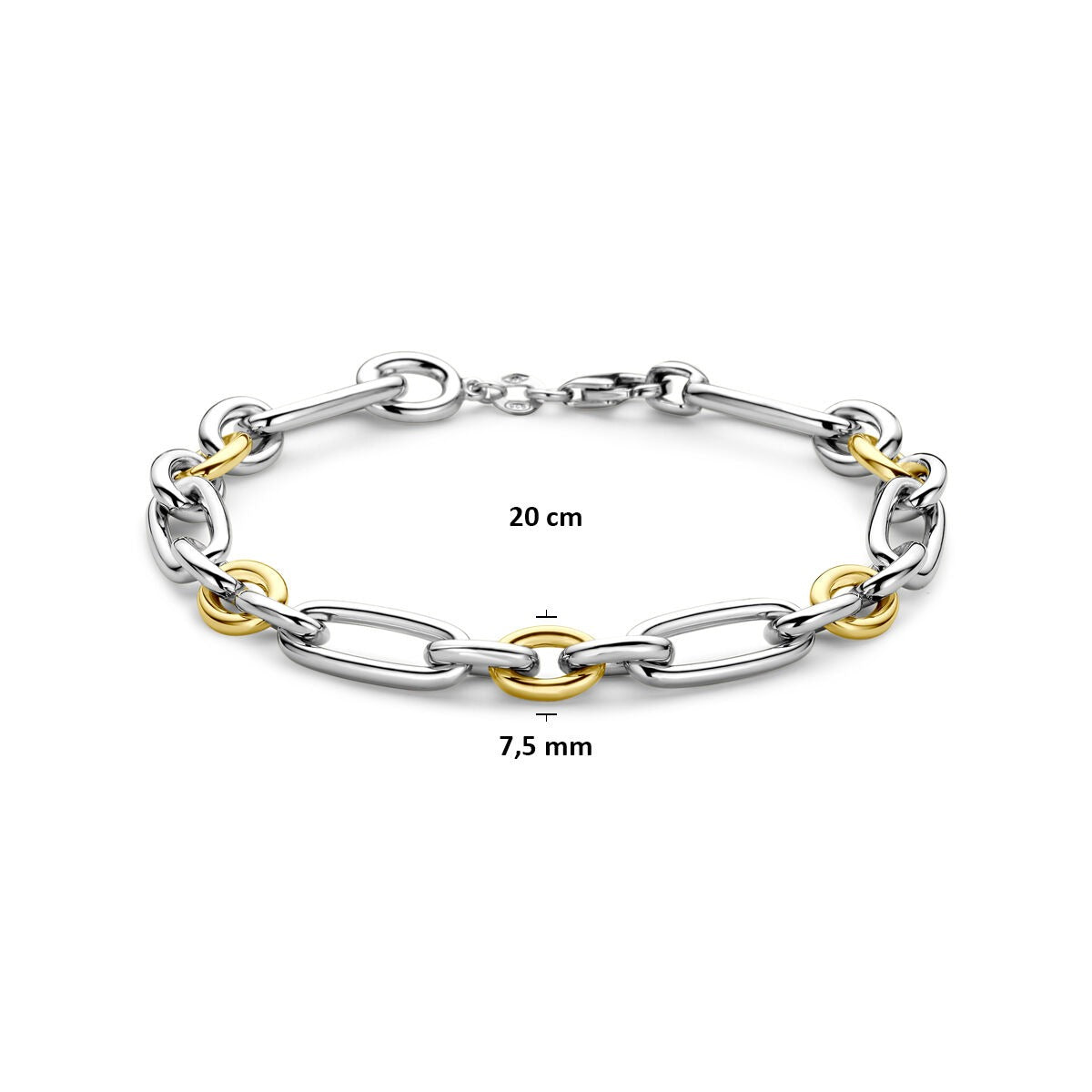 Bracciale ancora in oro giallo 14k e argento