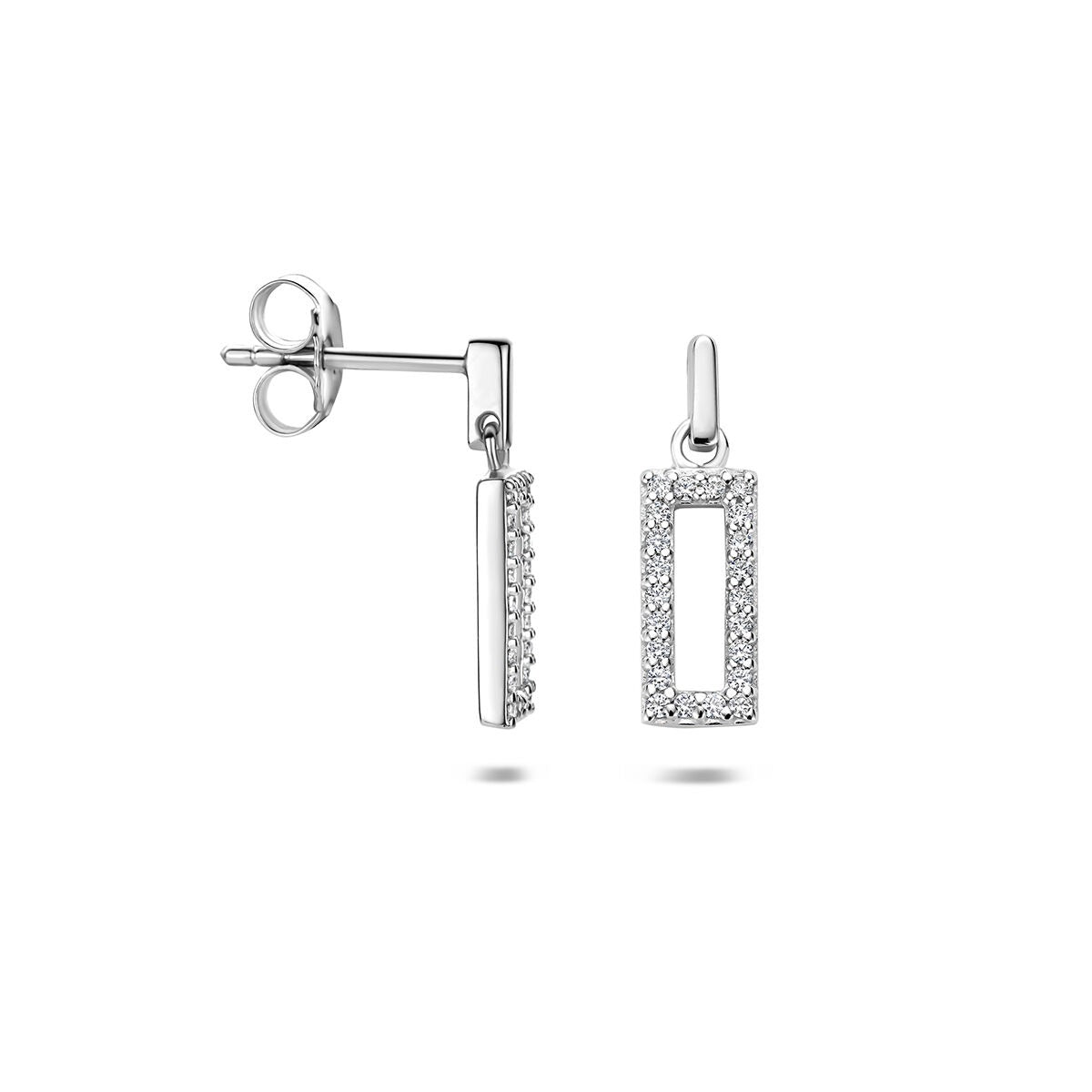 Orecchini pendenti in argento 925 rodiato con zirconia