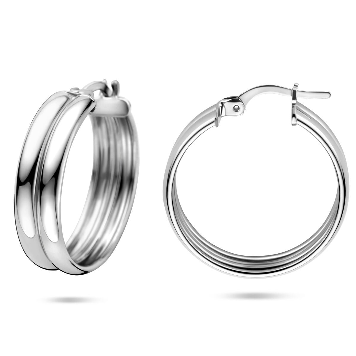 Orecchini a cerchio in argento – argento 925 rodiato, 23x6 mm