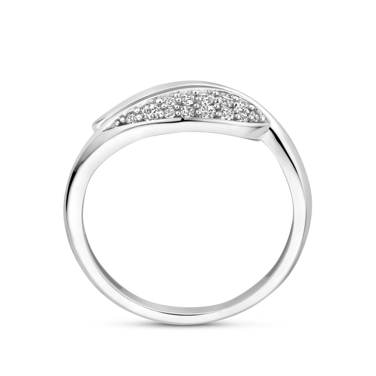 Anello in argento con zircone taglio brillante – argento 925 rodiato, largo 8,5 mm
