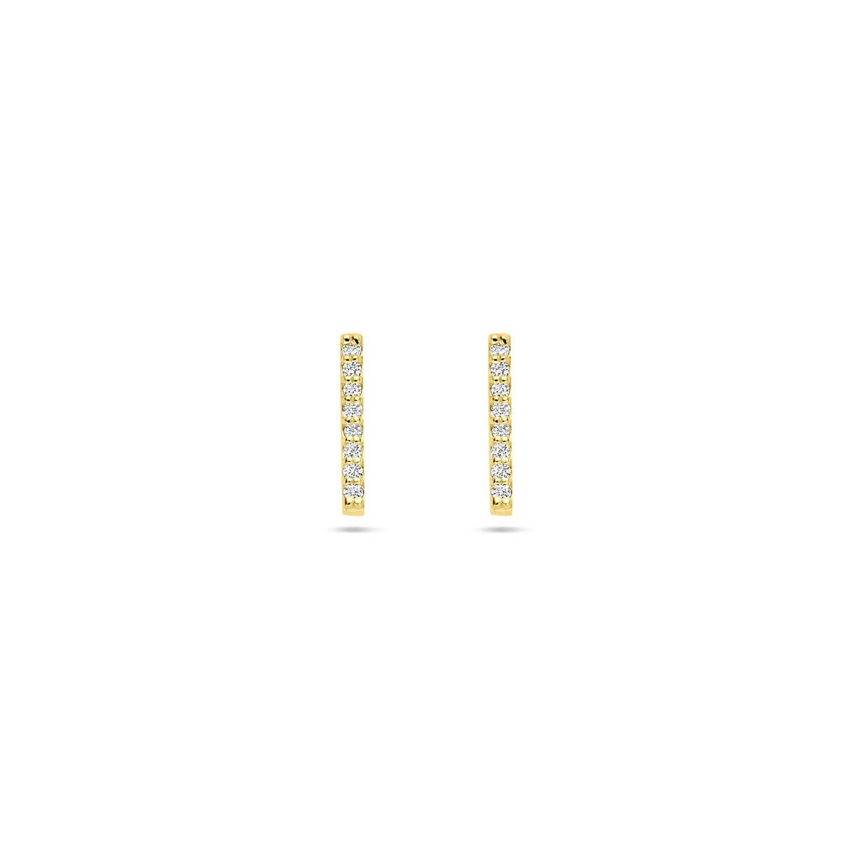Orecchini in oro giallo 14k con diamanti lab-grown, design a barre.