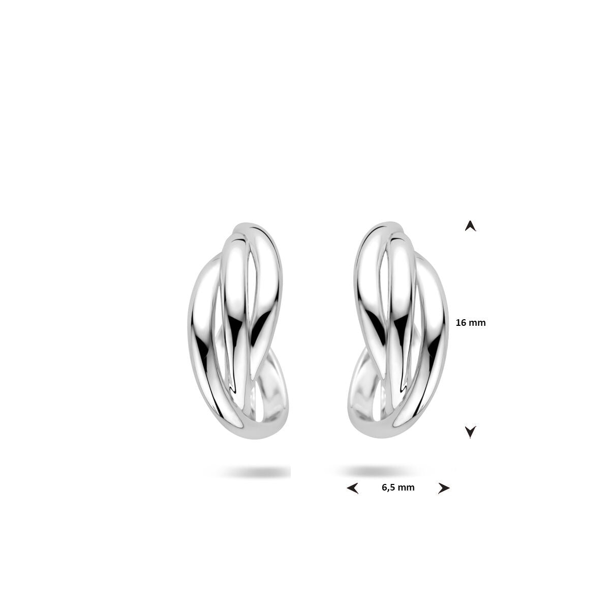 Orecchini a bottone in argento intrecciato – argento 925 rodiato, 16 x 6.5 mm