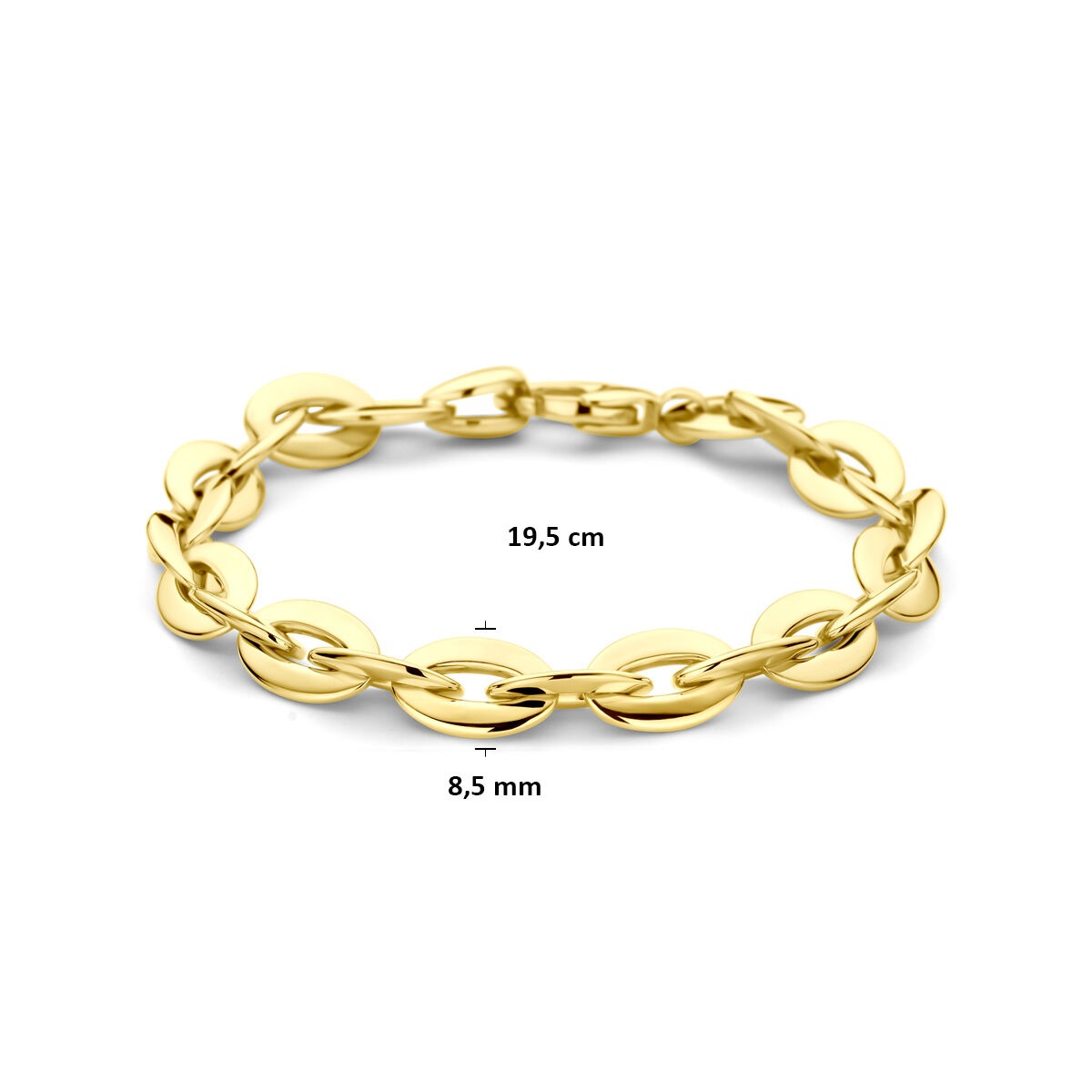 Bracciale da donna a maglia ancora in oro giallo 14k