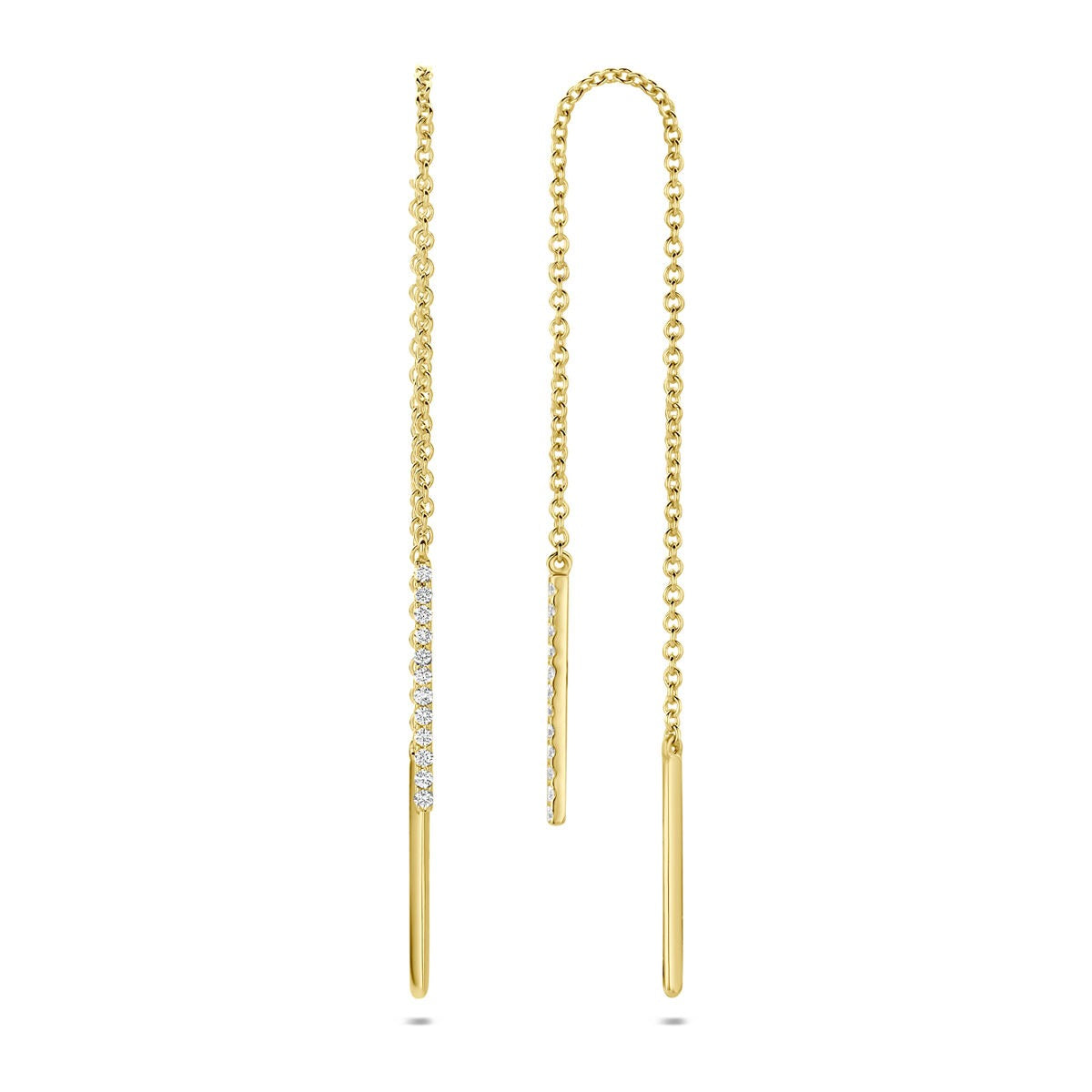 Orecchini a filo in oro giallo 14k con diamante