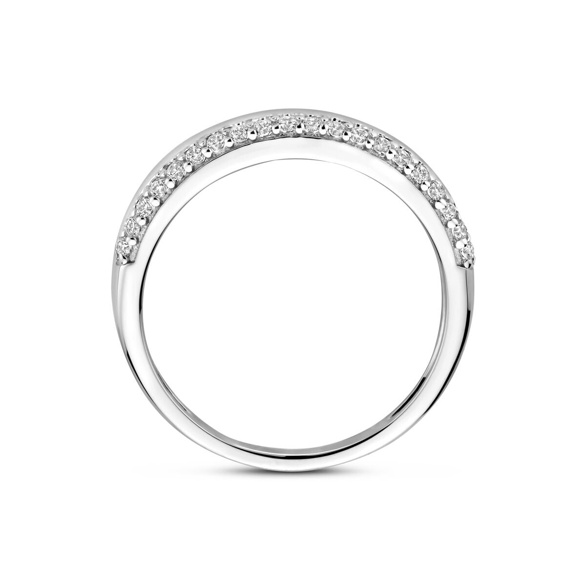 Anello in argento rodiato con zirconia trasparente 5mm