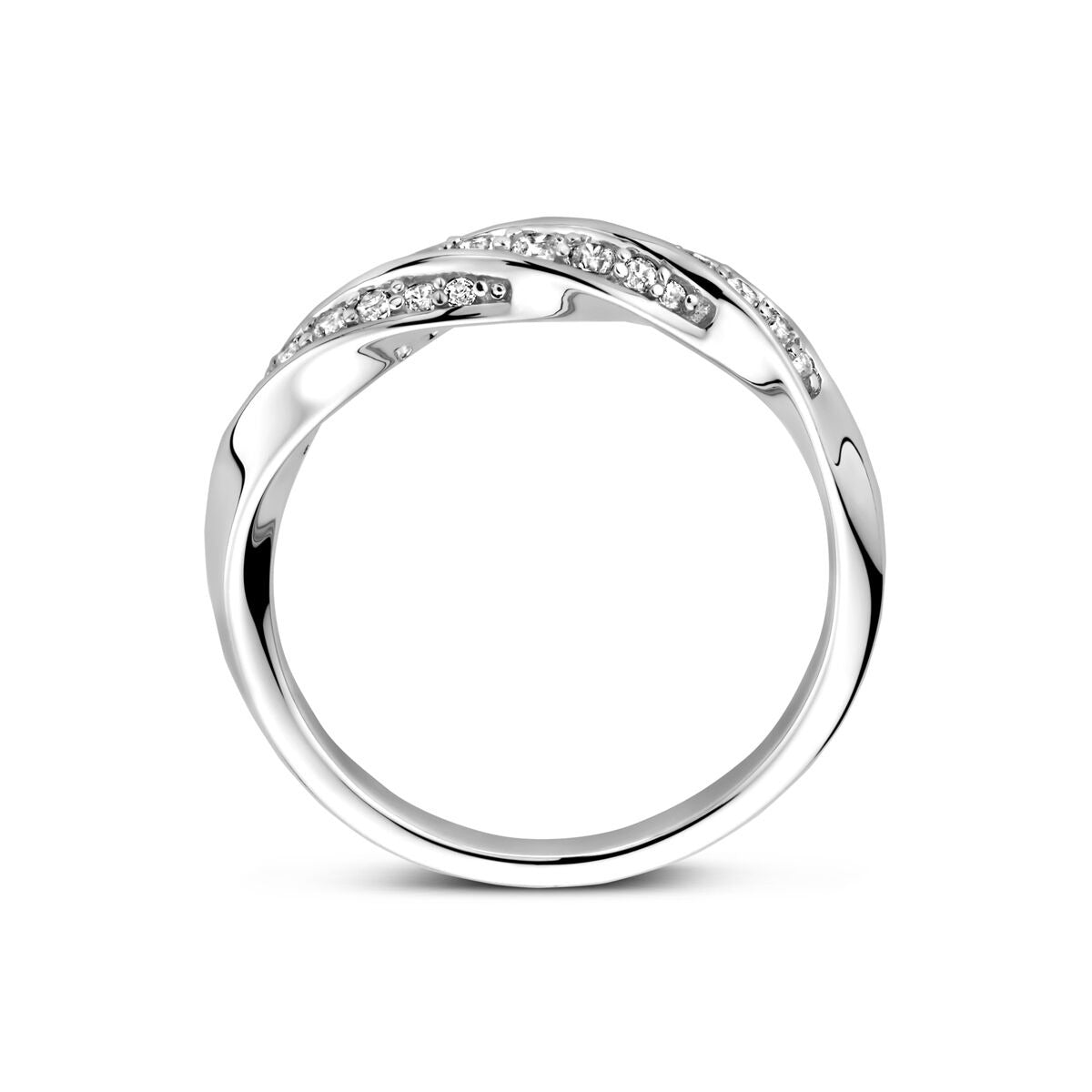 Anello in argento rodiato con zirconia – 5 mm