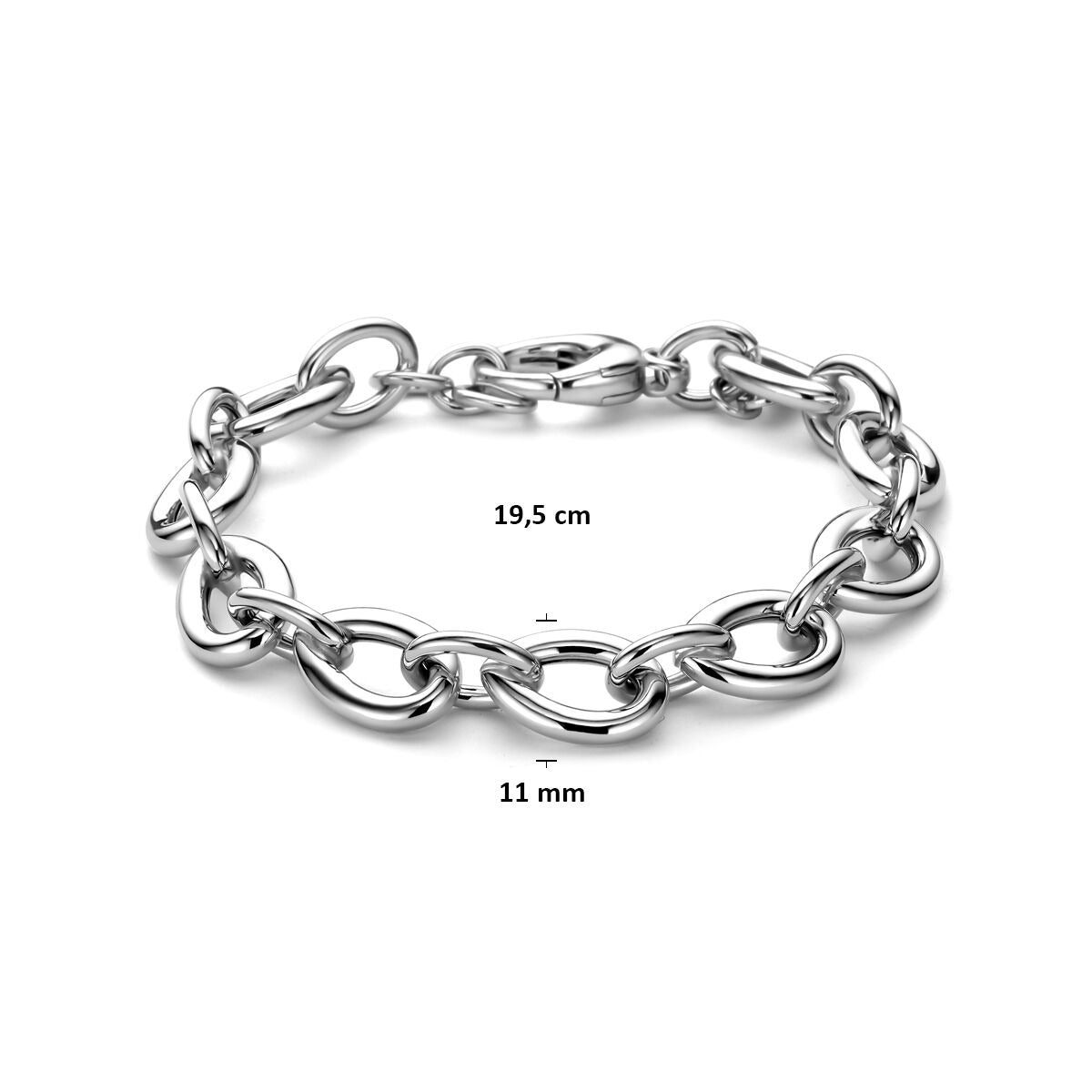 Bracciale da donna in argento – maglia ancora larga in argento rodiato 11 mm 19,5 cm
