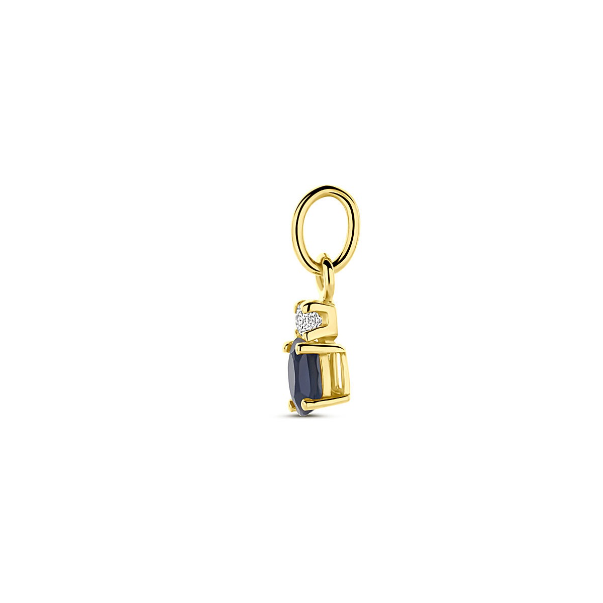 Ciondolo in oro giallo 14k con zaffiro e zirconia – 12 mm