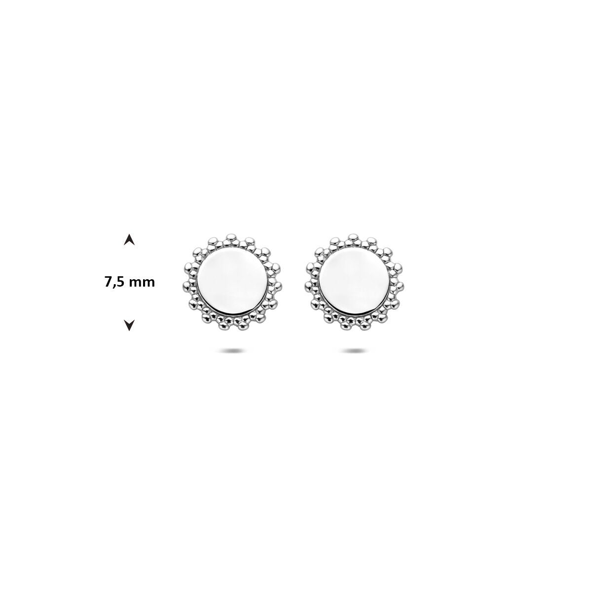 Orecchini a bottone rotondi in argento rodiato 7,5 mm