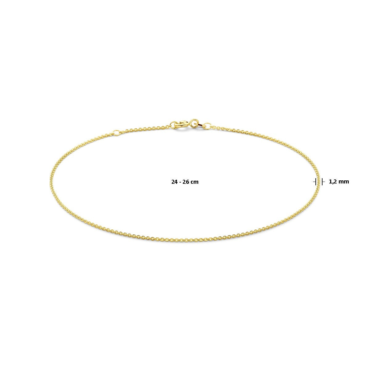 Cavigliera in oro giallo 14k con maglia ancora piatta