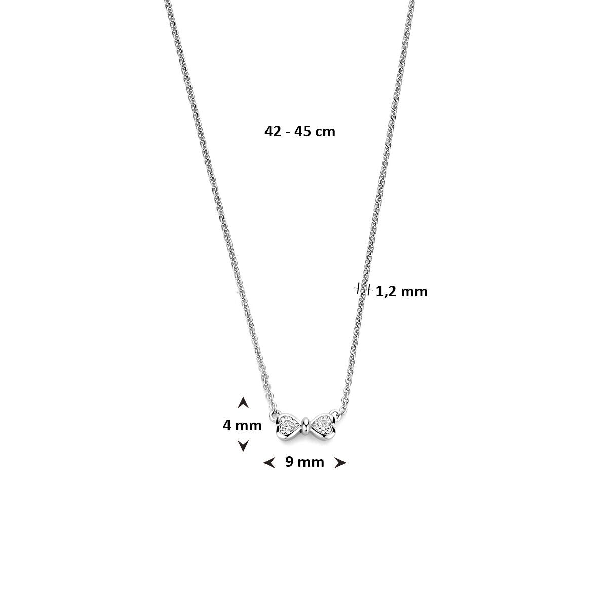 Collana in argento con zircone – dettaglio a forma di cuore 42 - 45 cm