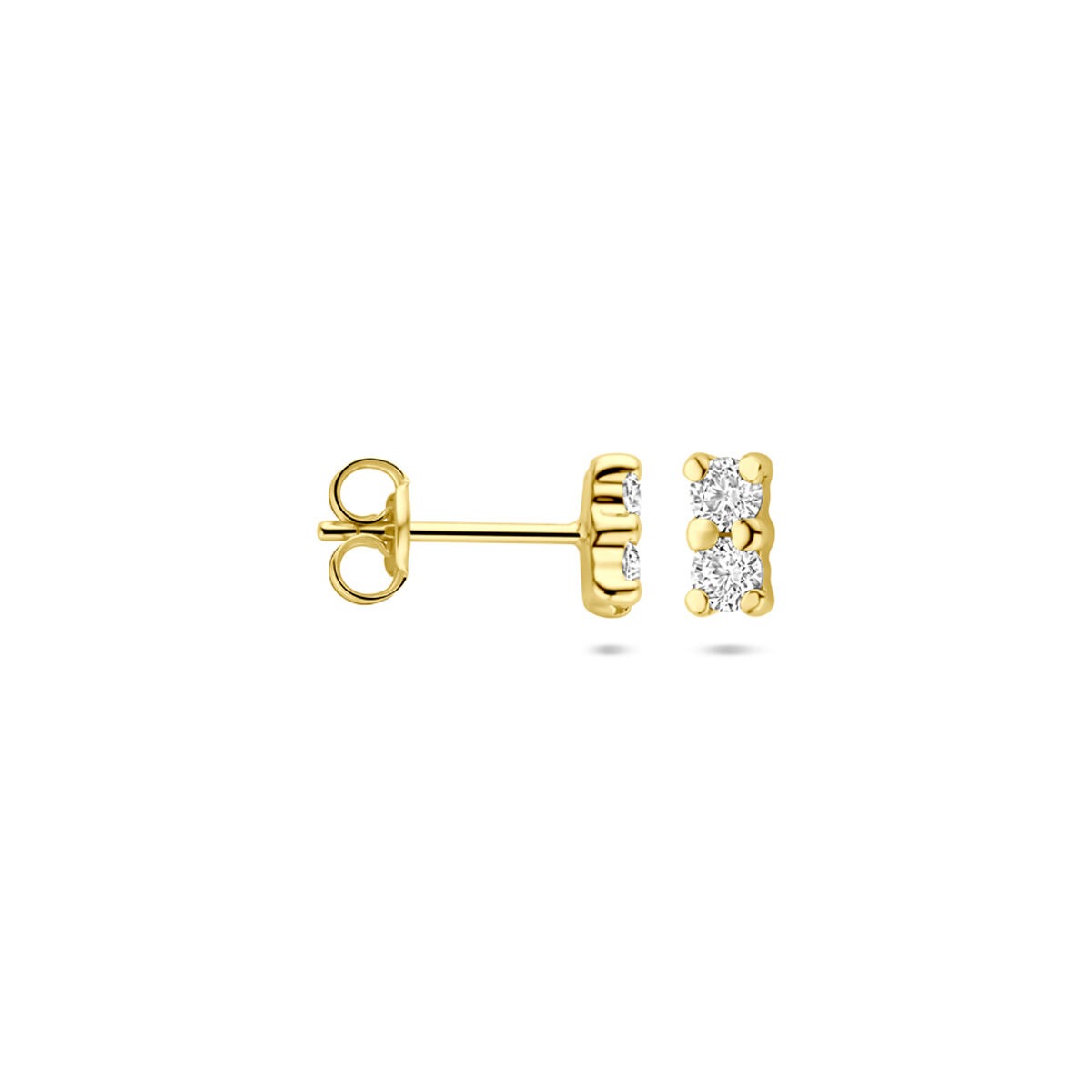 Orecchini a bottone in oro giallo 14k con zircone