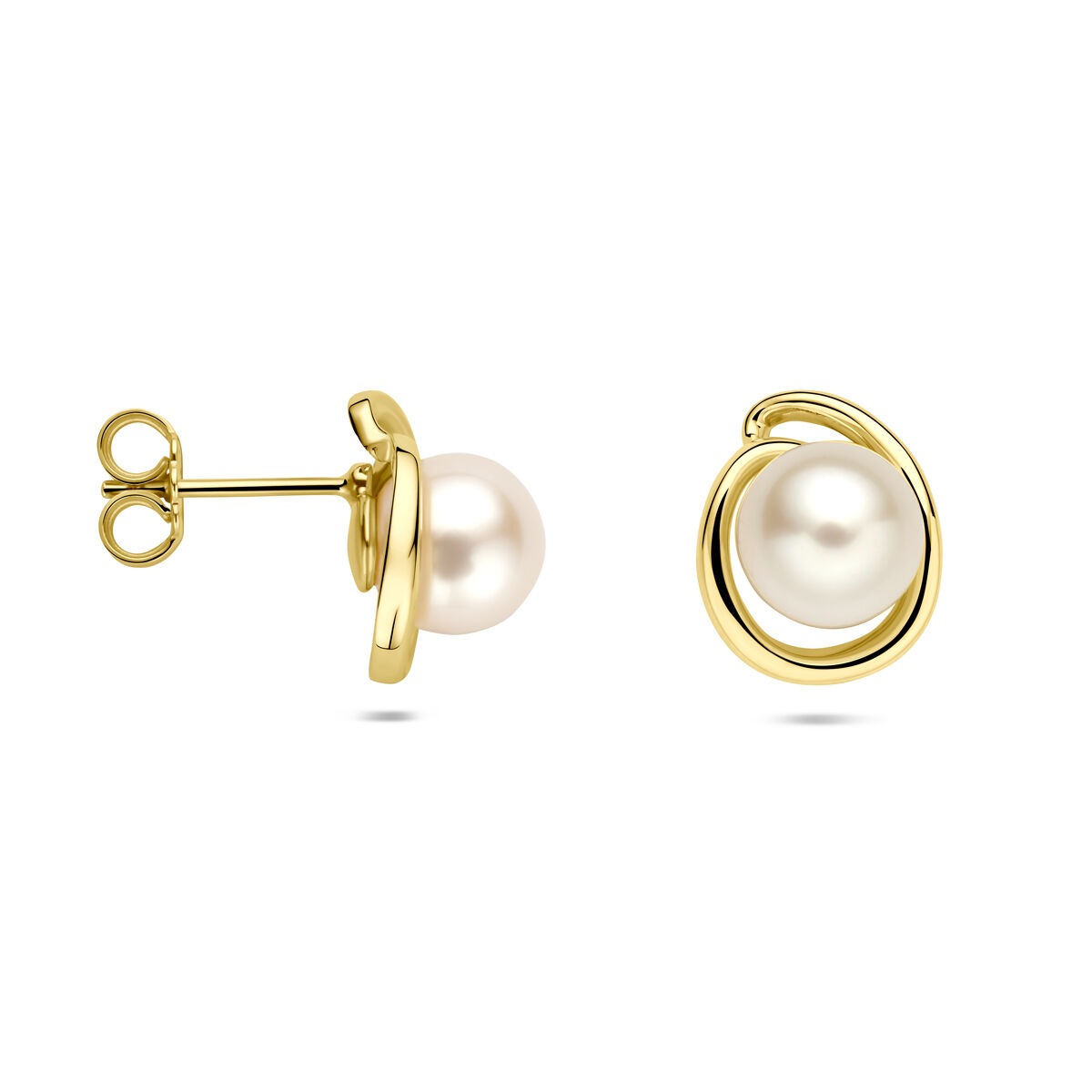 Orecchini a bottone con perla in oro giallo 14k – 8 mm