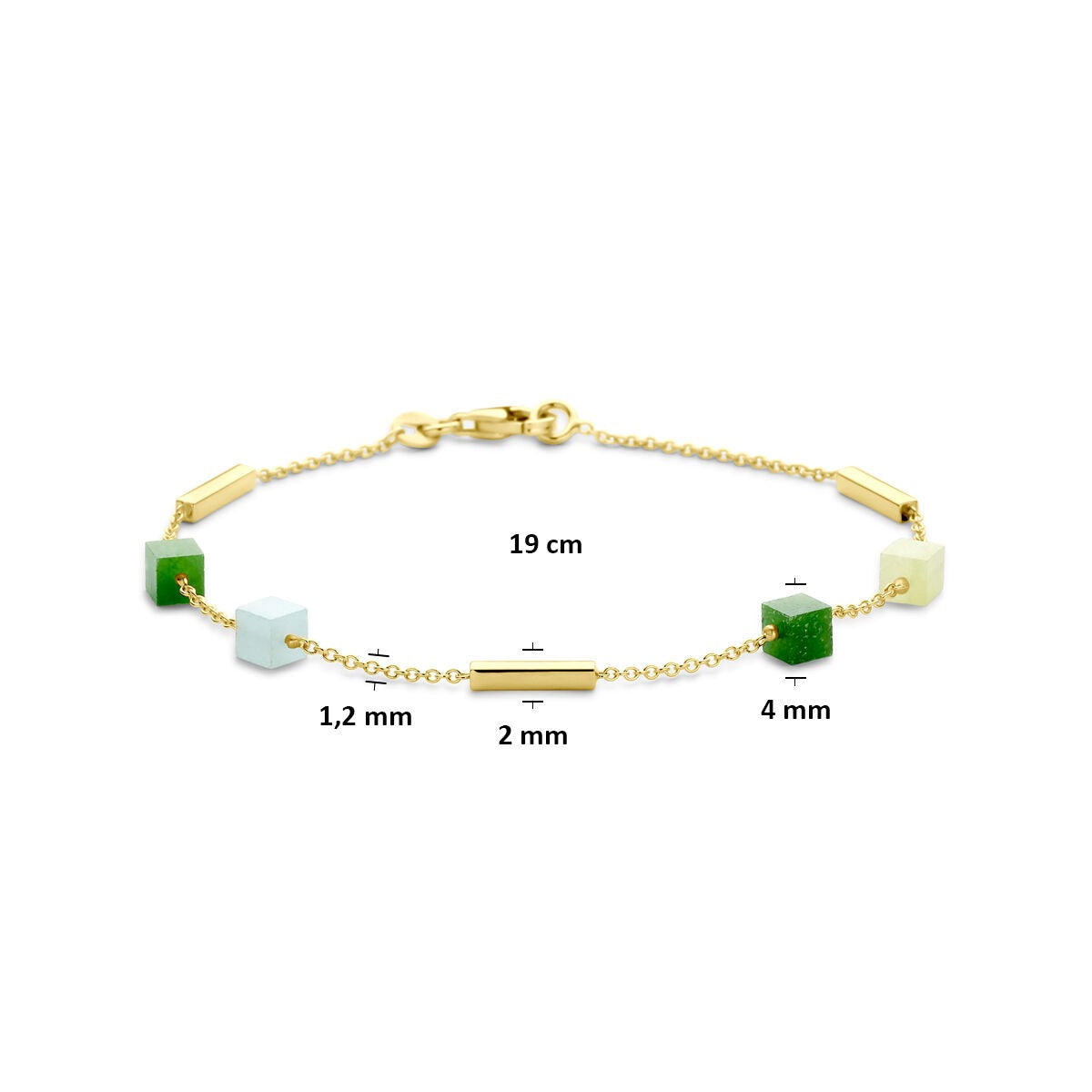 Bracciale in Oro 14k con Quarzite Blu e Verde – Donna