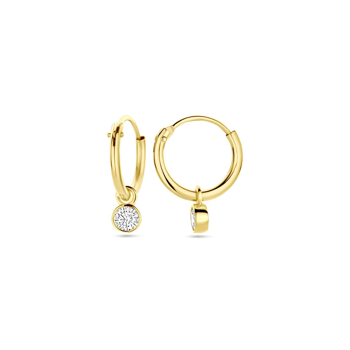 Orecchini a cerchio in oro con zirconia – 14k, castone