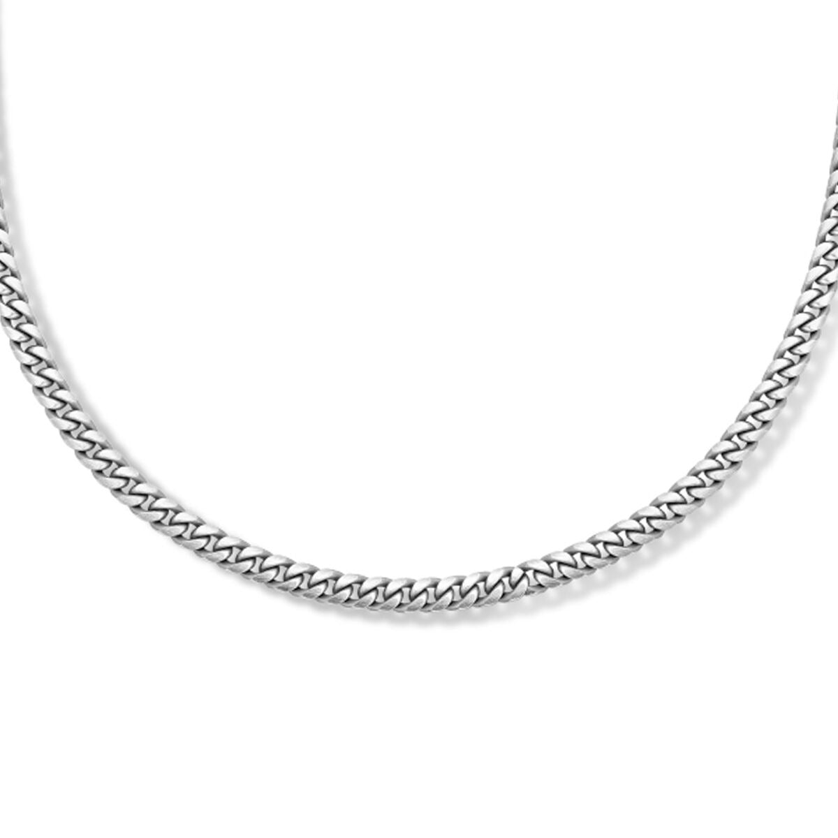 Zilveren heren ketting met geoxideerde afwerking en geslepen gourmette schakels van 5 mm.