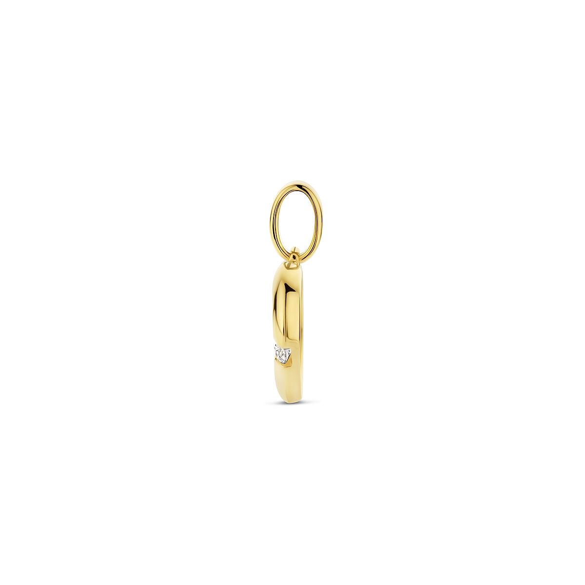Ciondolo in oro giallo con cuore e zircone – 14k