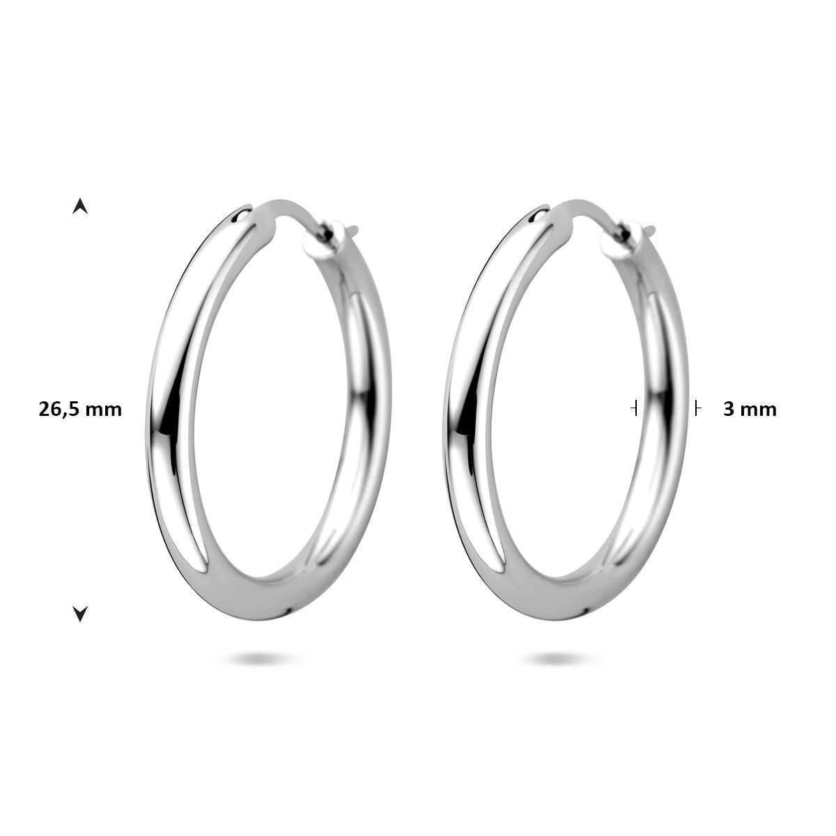 Orecchini a cerchio in argento 925 rodiato – 26,5 mm
