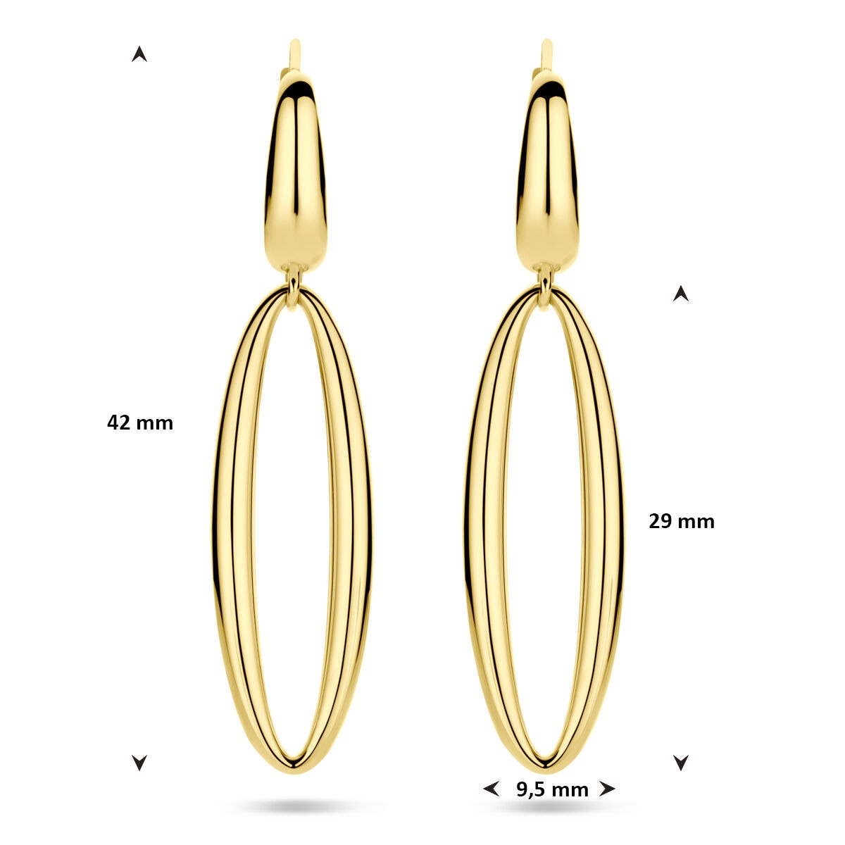 Orecchini pendenti da donna in oro – 14k oro giallo 42 mm lunghi