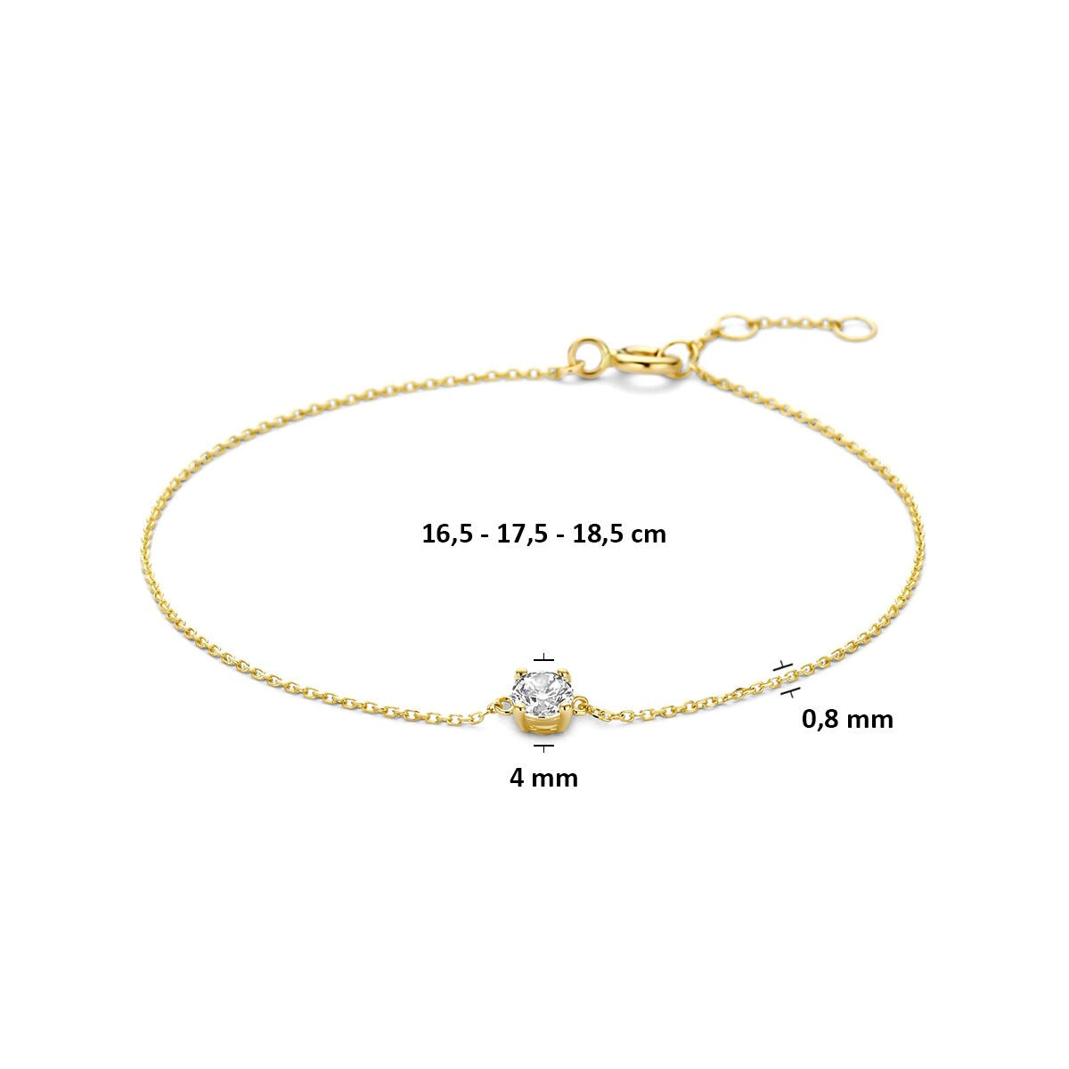 9k bracciale zircone 16,5 - 17,5 - 18,5 cm 9K color oro giallo