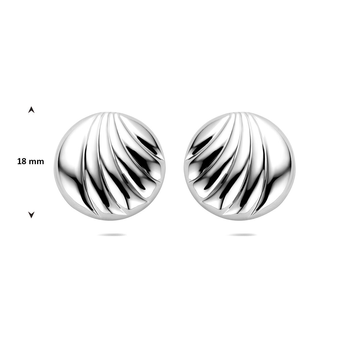 Orecchini a bottone in argento rodiato da donna – 18 mm