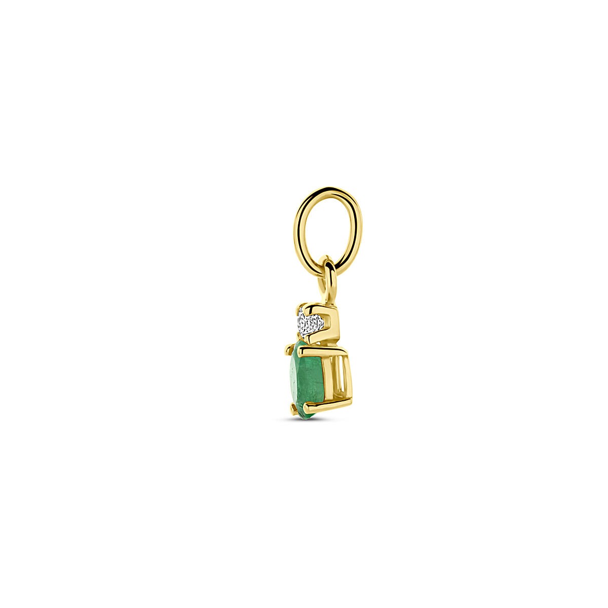 Ciondolo in oro giallo 14k con smeraldo e zircone – 12 mm