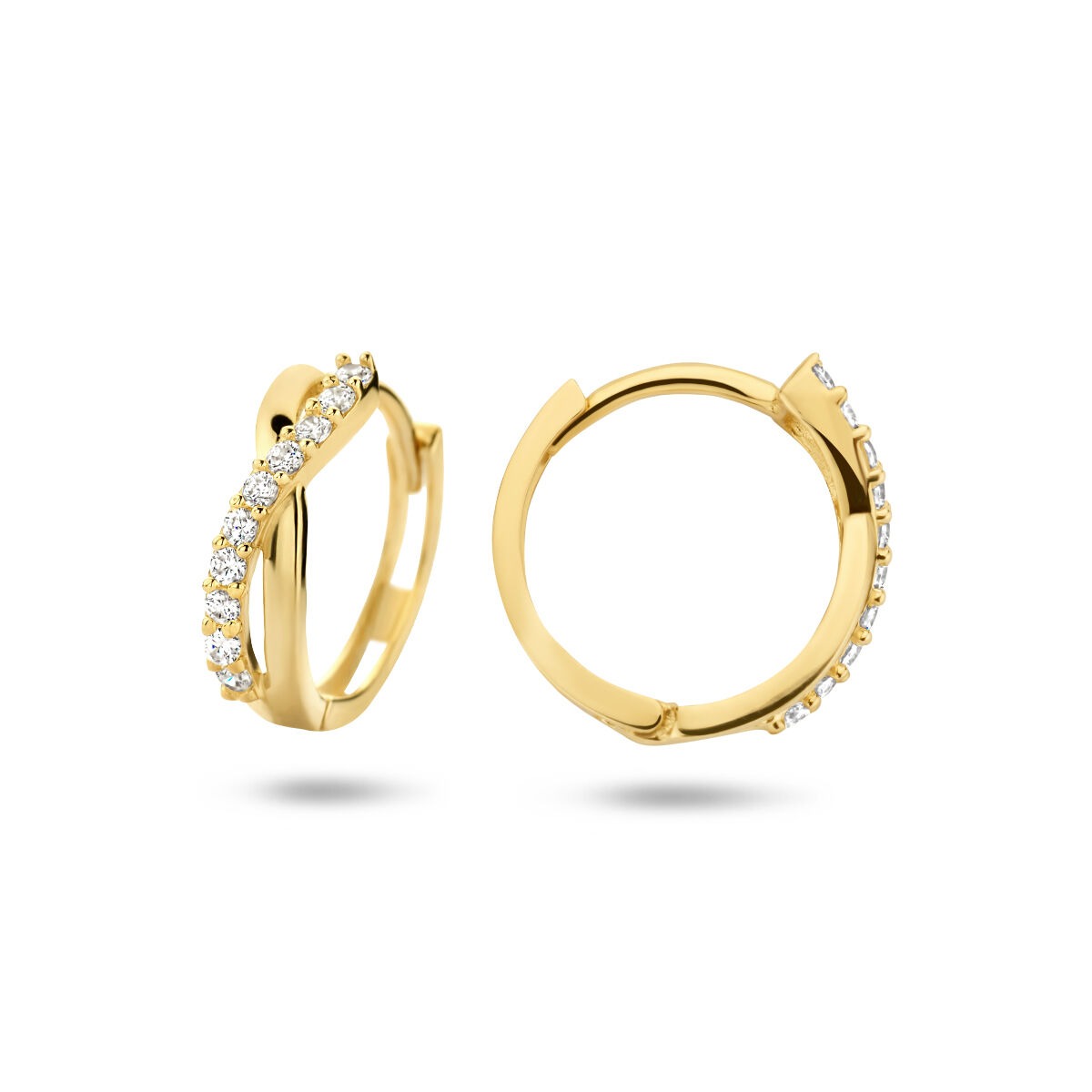 Orecchini a clip color oro giallo 9k con zirconia – 12,5 x 3,5 mm
