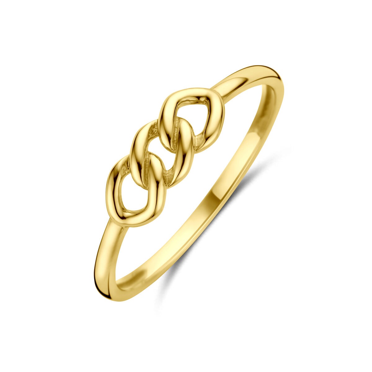 Anello da donna in oro giallo 14k con design intrecciato.