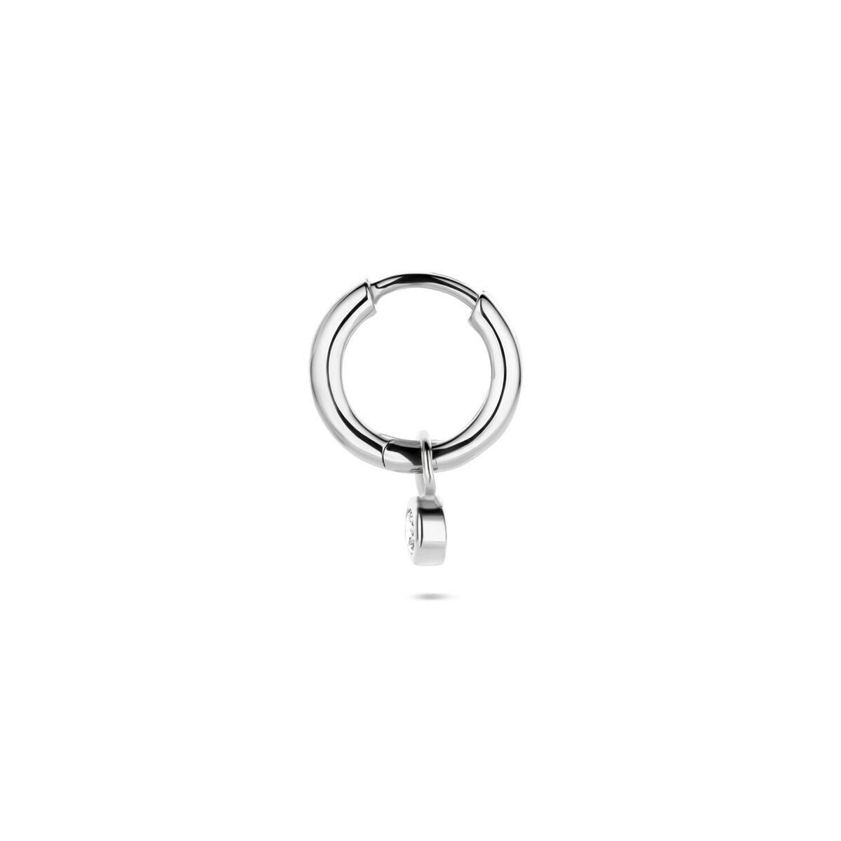 Orecchino cerchio in argento rodiato con zircone – singolo